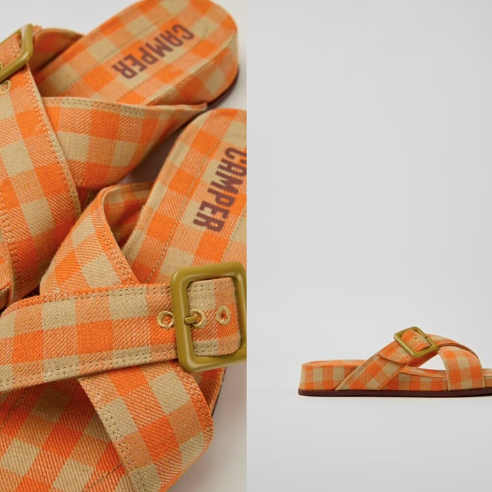 Camper Atonik Orange and beige sandals, Size 9